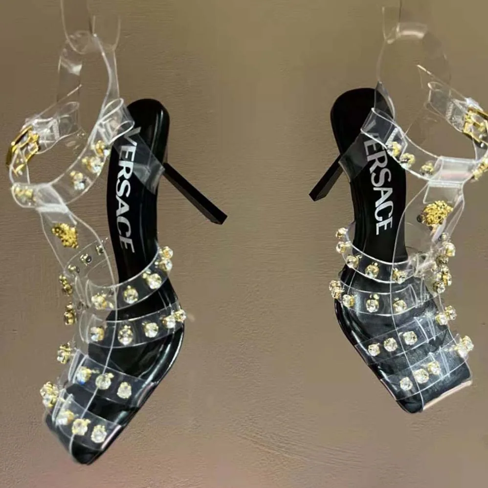 Versace Medusa Cage Sandals for Women in Black