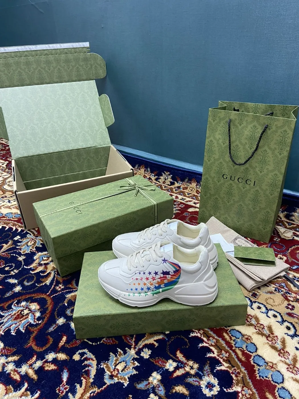 Gucci Rhyton Sneakers With Gucci Stars White Ivory for Men