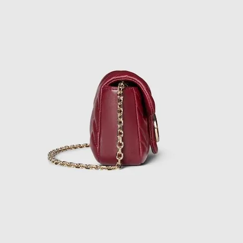 Gucci Marmont Mini Shoulder Bag / Rosso Ancora Red Gold Hardware