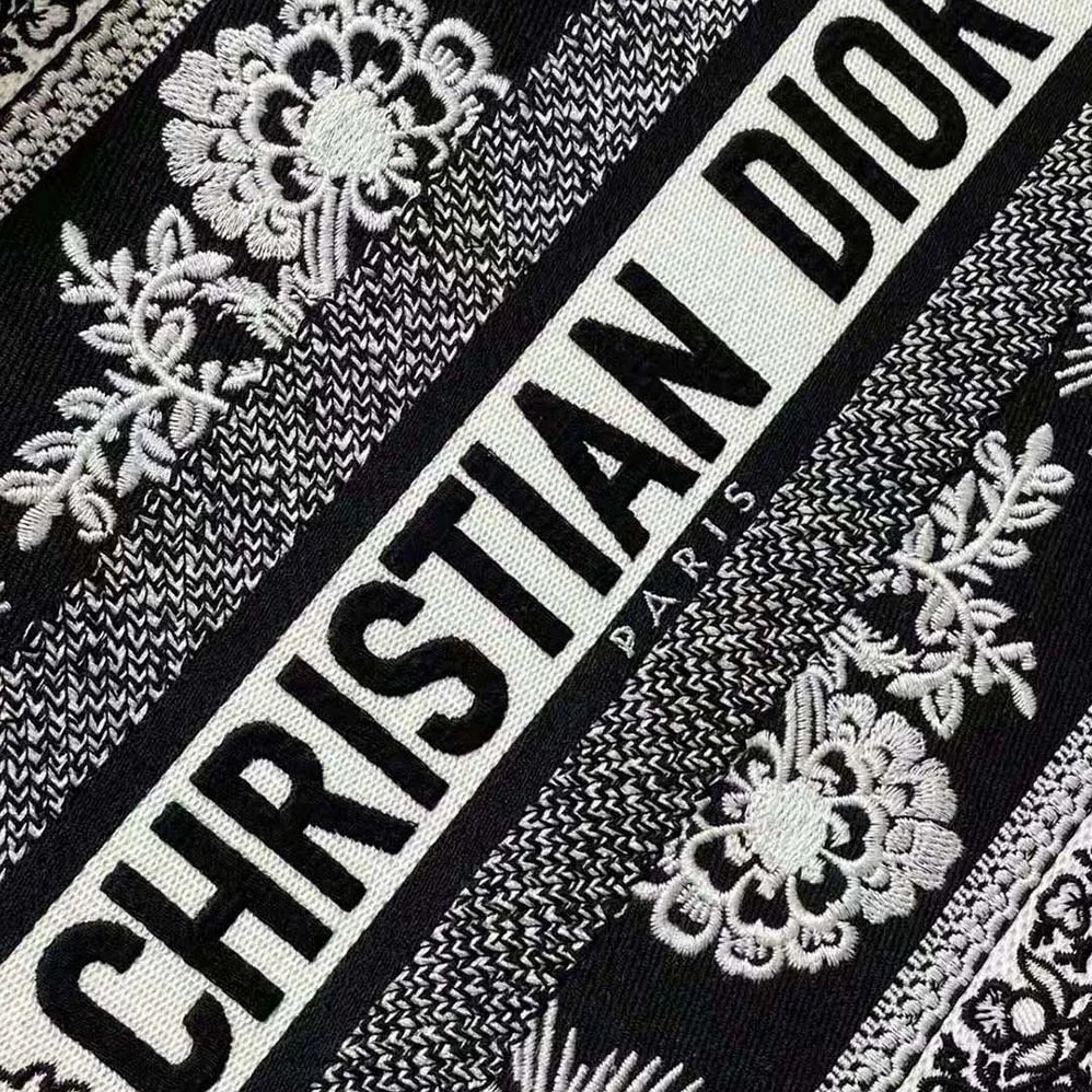 Dior Medium Dior Book Tote Black and White Butterfly Bandana Embroidery for Women