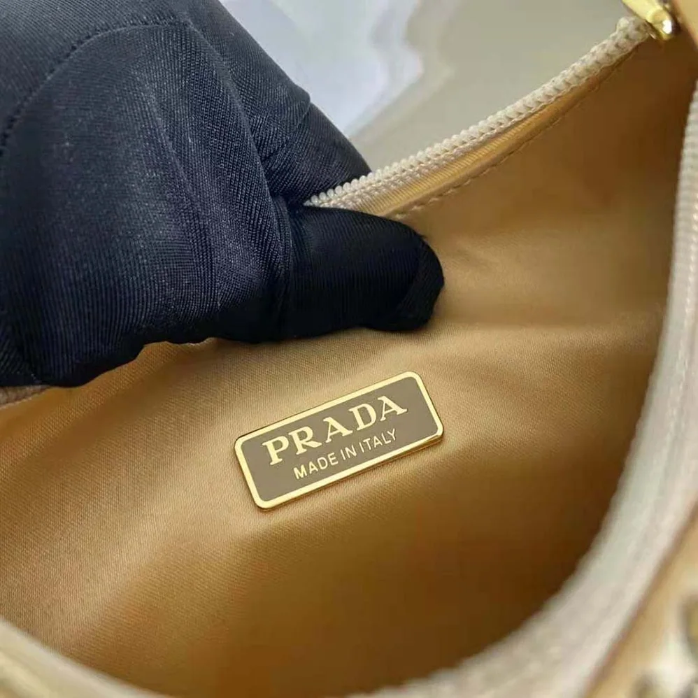 Prada Satin Mini-Bag with Crystals for Women in Gold Prada Satin Mini-Bag with Crystals for Women in Gold