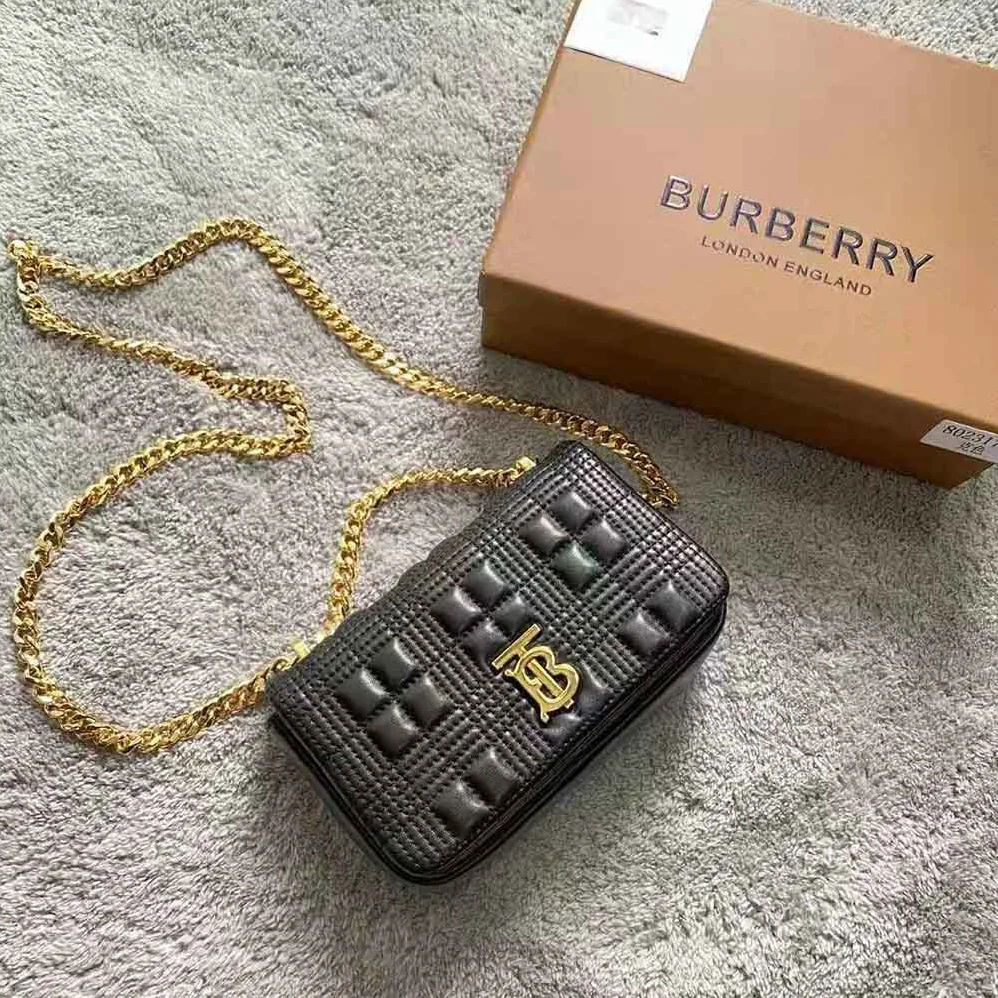 Burberry Mini Quilted Lambskin Lola Bag for Women in Black Burberry Mini Quilted Lambskin Lola Bag for Women in Black