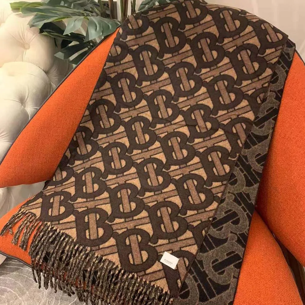 Burberry Monogram Cashmere Jacquard Scarf for Women in Brown