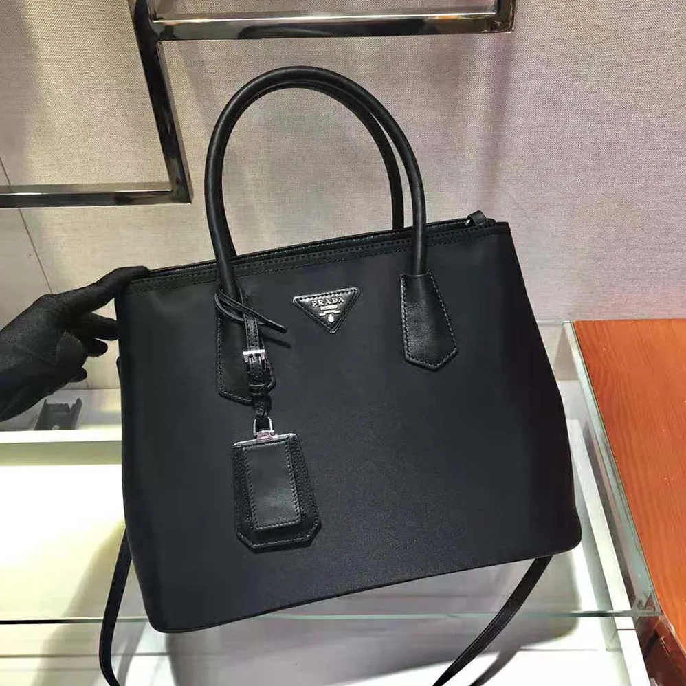 Prada Prada Double nylon and Saffiano Leather Bag for Women in Black