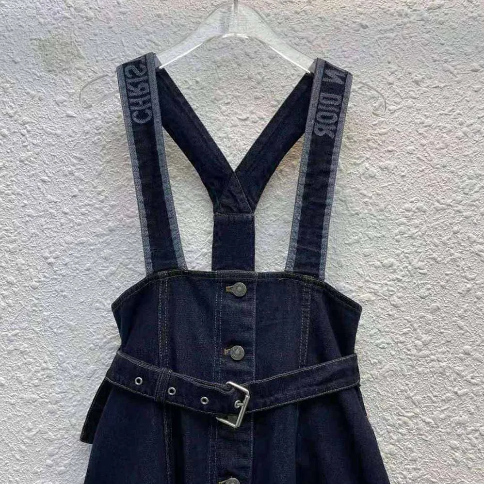 Dior Couture Denim Mid-Length Skirt with Straps Deep Blue Cotton Denim for Women Dior Couture Denim Mid-Length Skirt with Straps Deep Blue Cotton Denim for Women