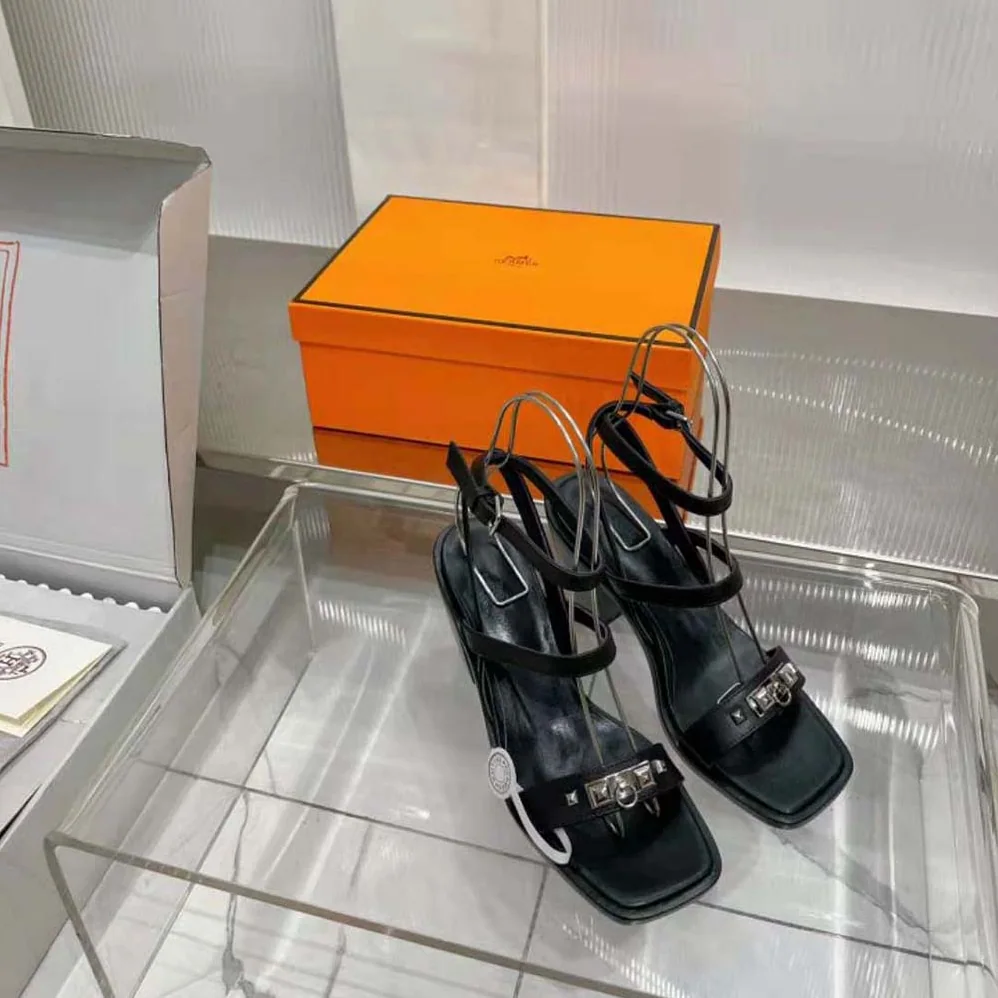 Hermes Ivresse 65 Sandal in Calfskin-Black H241152Z for Women Hermes Ivresse 65 Sandal in Calfskin-Black H241152Z for Women