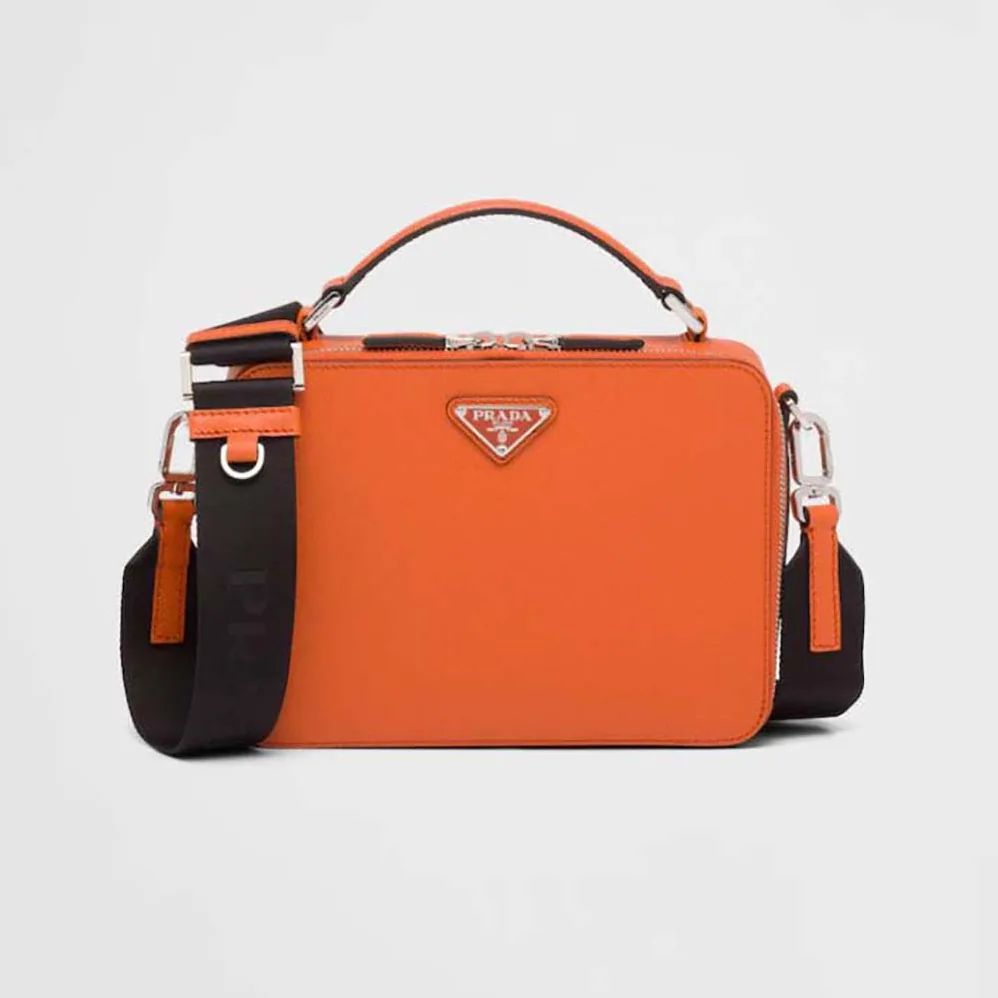 Prada Brique Saffiano Leather Bag for Men in Orange