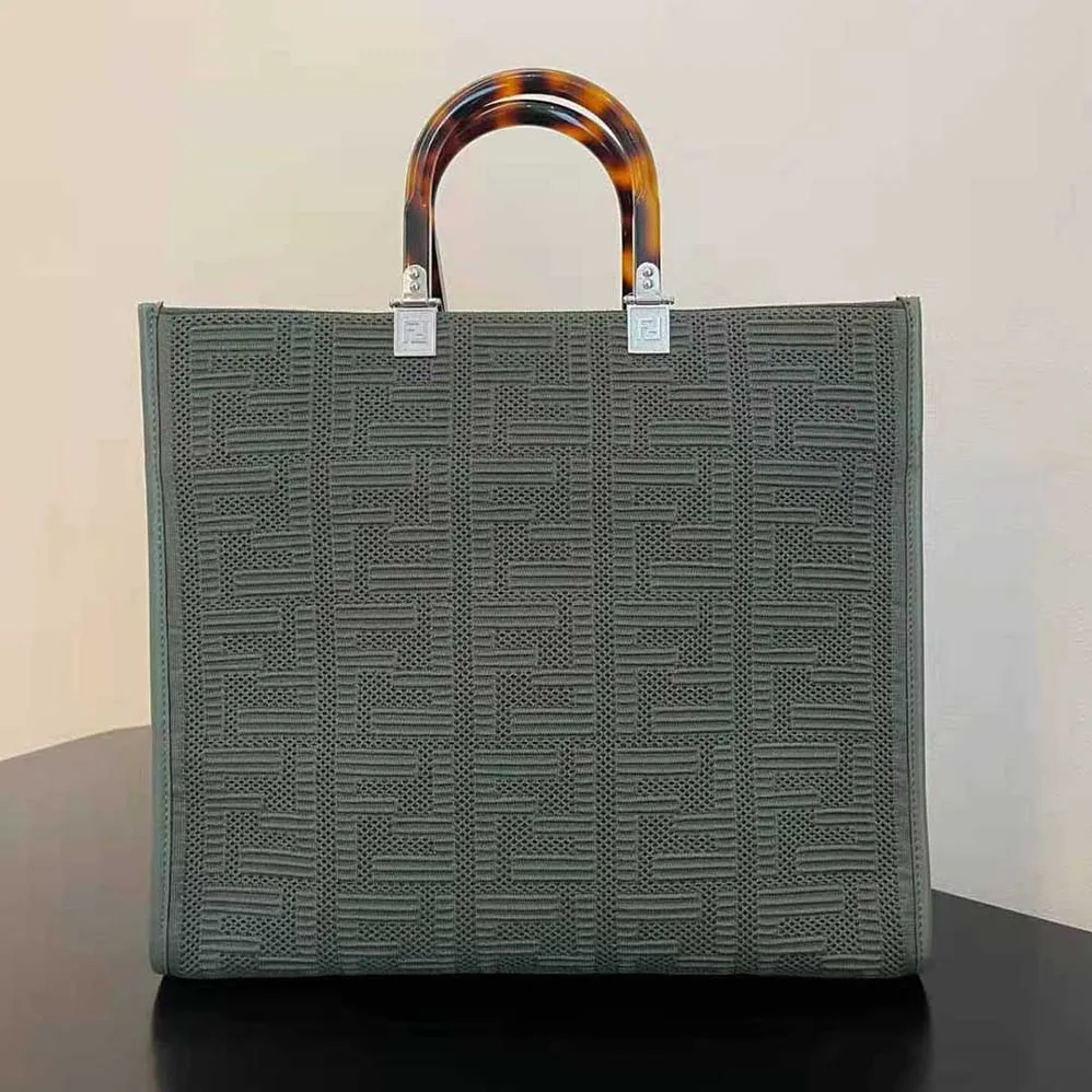 Fendi Sunshine Medium FF Fabric Shopper for Women in Green Fendi Sunshine Medium FF Fabric Shopper for Women in Green