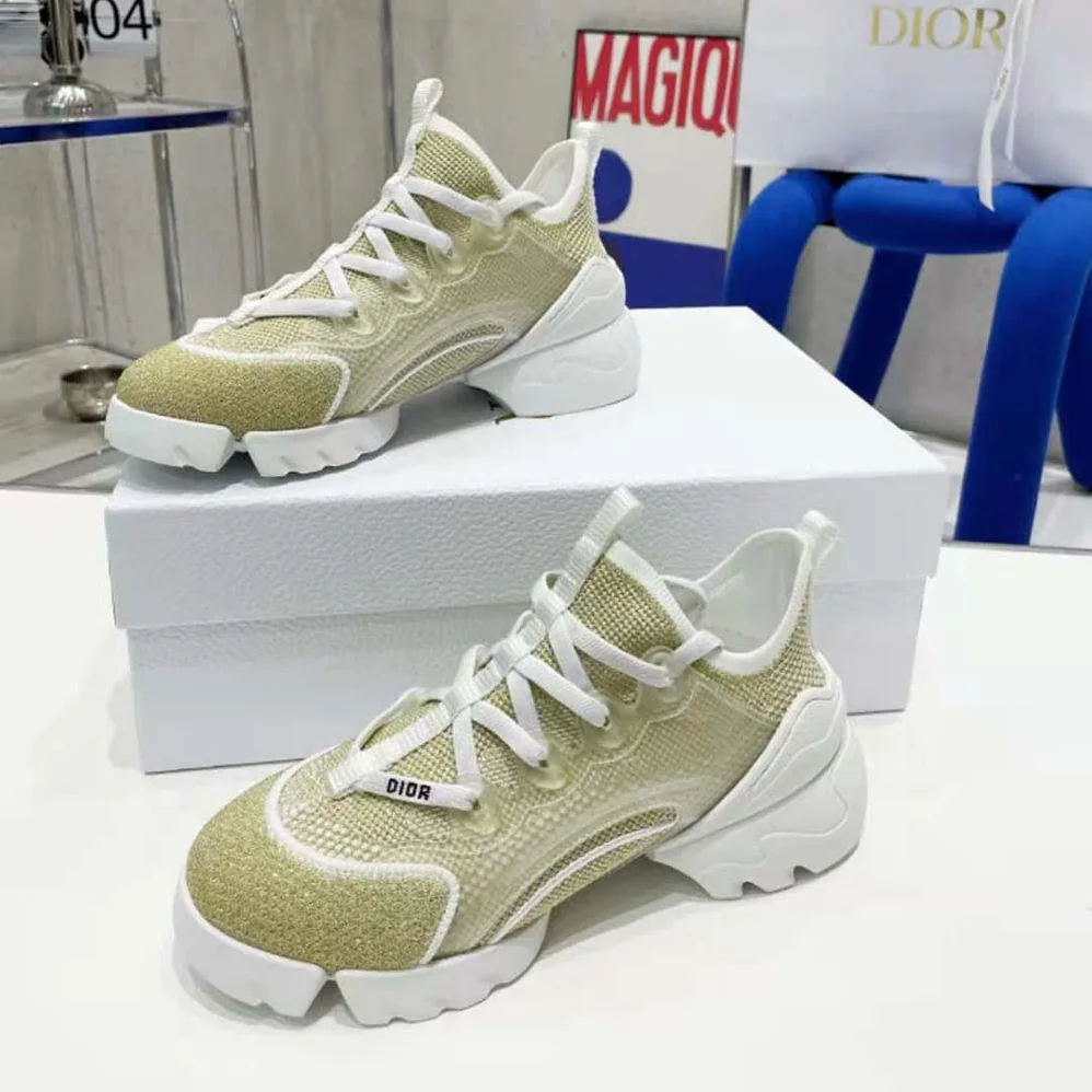 Dior D-Connect Sneaker Gold for Women in Tone Laminated Mesh