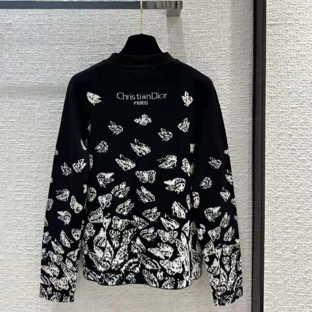 Dior Dioralps Reversible Sweater Black and White Technical Cashmere Knit for Men