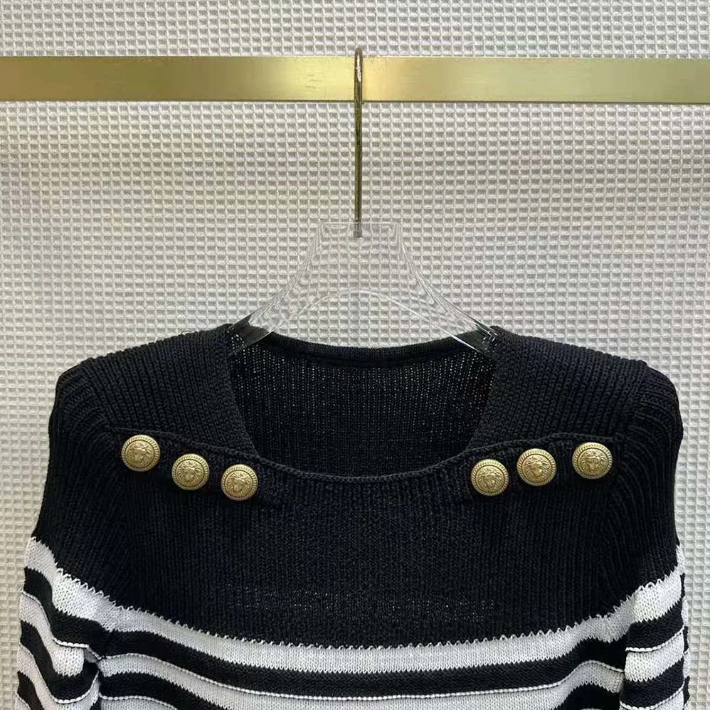 Balmain Sailor-Striped Cotton for Women in Blend Knit Dress Balmain Sailor-Striped Cotton for Women in Blend Knit Dress