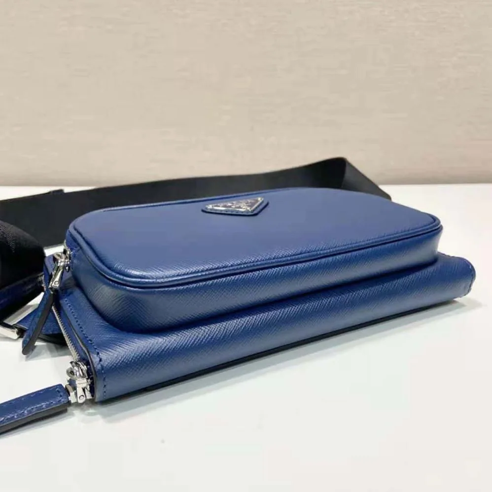 Prada Saffiano Leather Belt Bag for Men in Blue Prada Saffiano Leather Belt Bag for Men in Blue