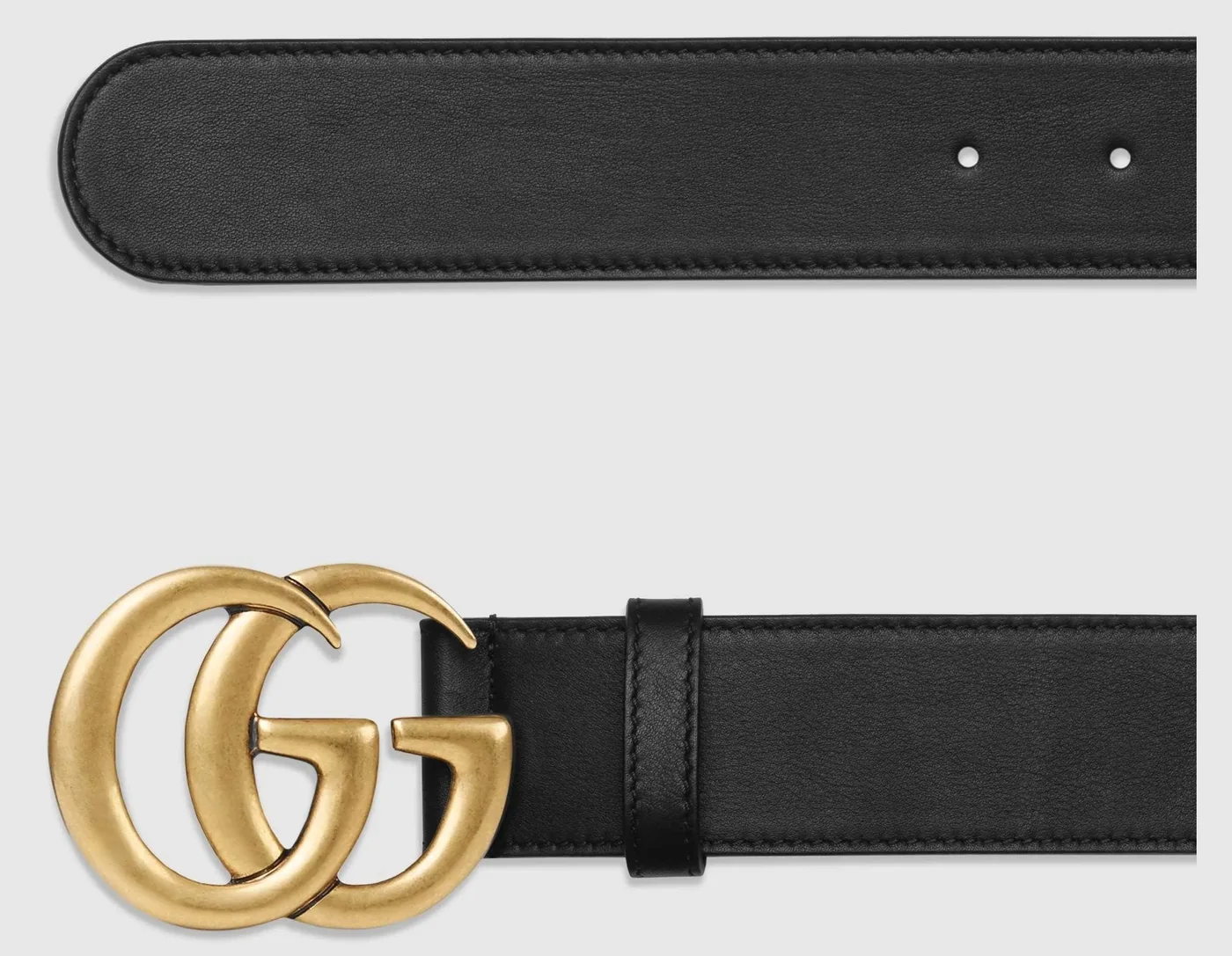 Amazing Leather Belt with Gold/SiAmazinger Double‑G Buckle