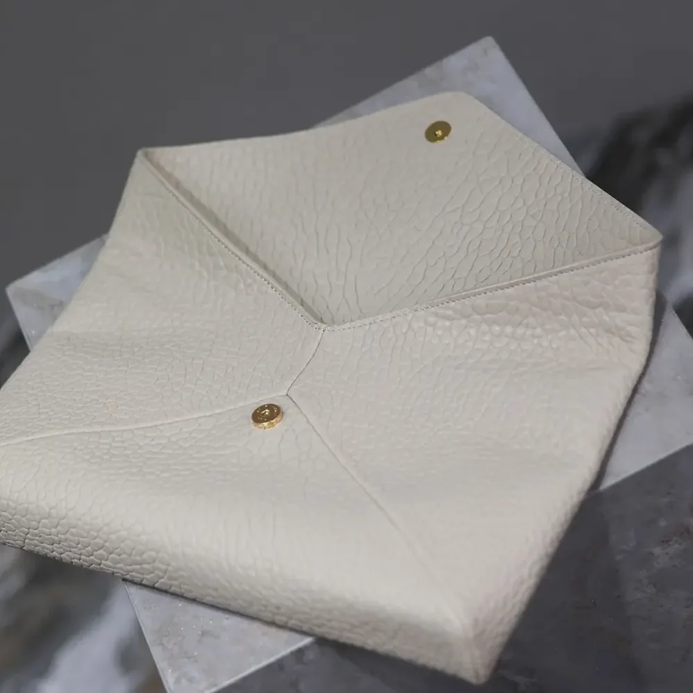 Saint Laurent YSL Cassandre Large Envelope Pouch In Lambskin White 29cm for Women Saint Laurent YSL Cassandre Large Envelope Pouch In Lambskin White 29cm for Women