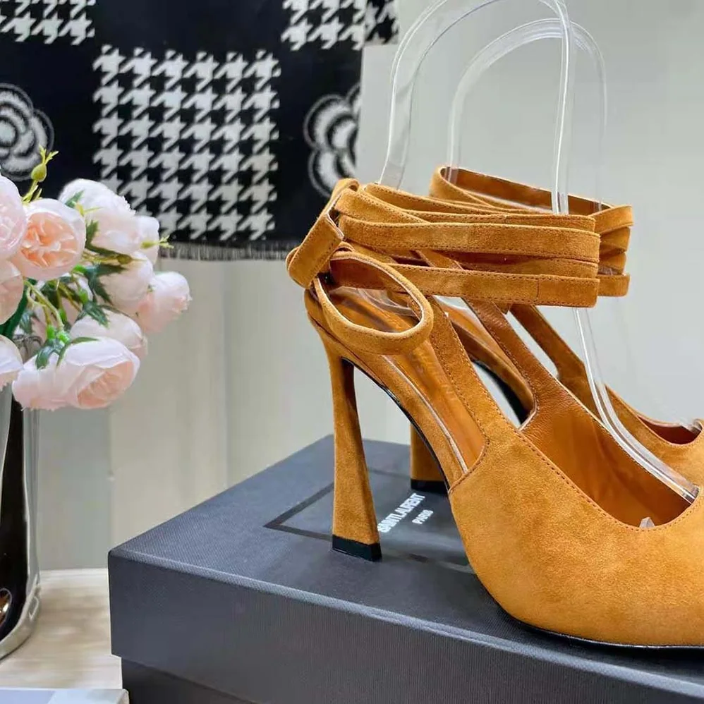 Saint Laurent YSL Blade Slingback Pumps in Suede for Women in Brown Saint Laurent YSL Blade Slingback Pumps in Suede for Women in Brown