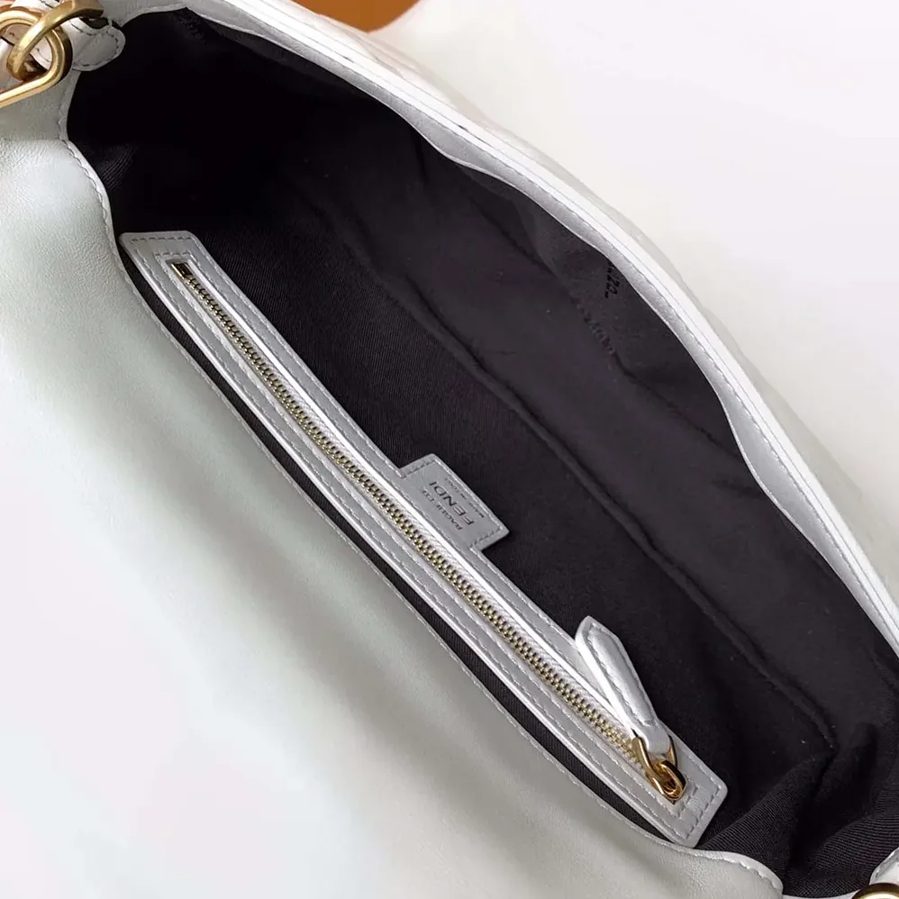 Fendi Medium Baguette White Leather Bag for Women