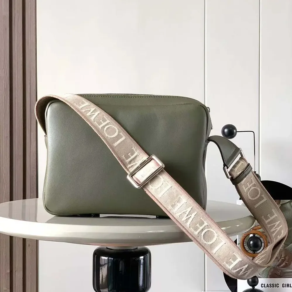 Loewe XS Military Messenger Bag in Supple Smooth Calfskin and Jacquard for Men in Dark Green Loewe XS Military Messenger Bag in Supple Smooth Calfskin and Jacquard for Men in Dark Green