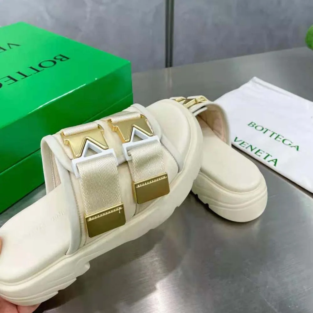 Bottega Veneta Flash Padded Technical Fabric Flat Sandals for Women in White