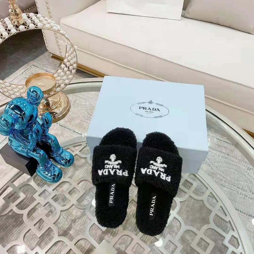 Prada Terry Cloth Slides for Women in Black Prada Terry Cloth Slides for Women in Black