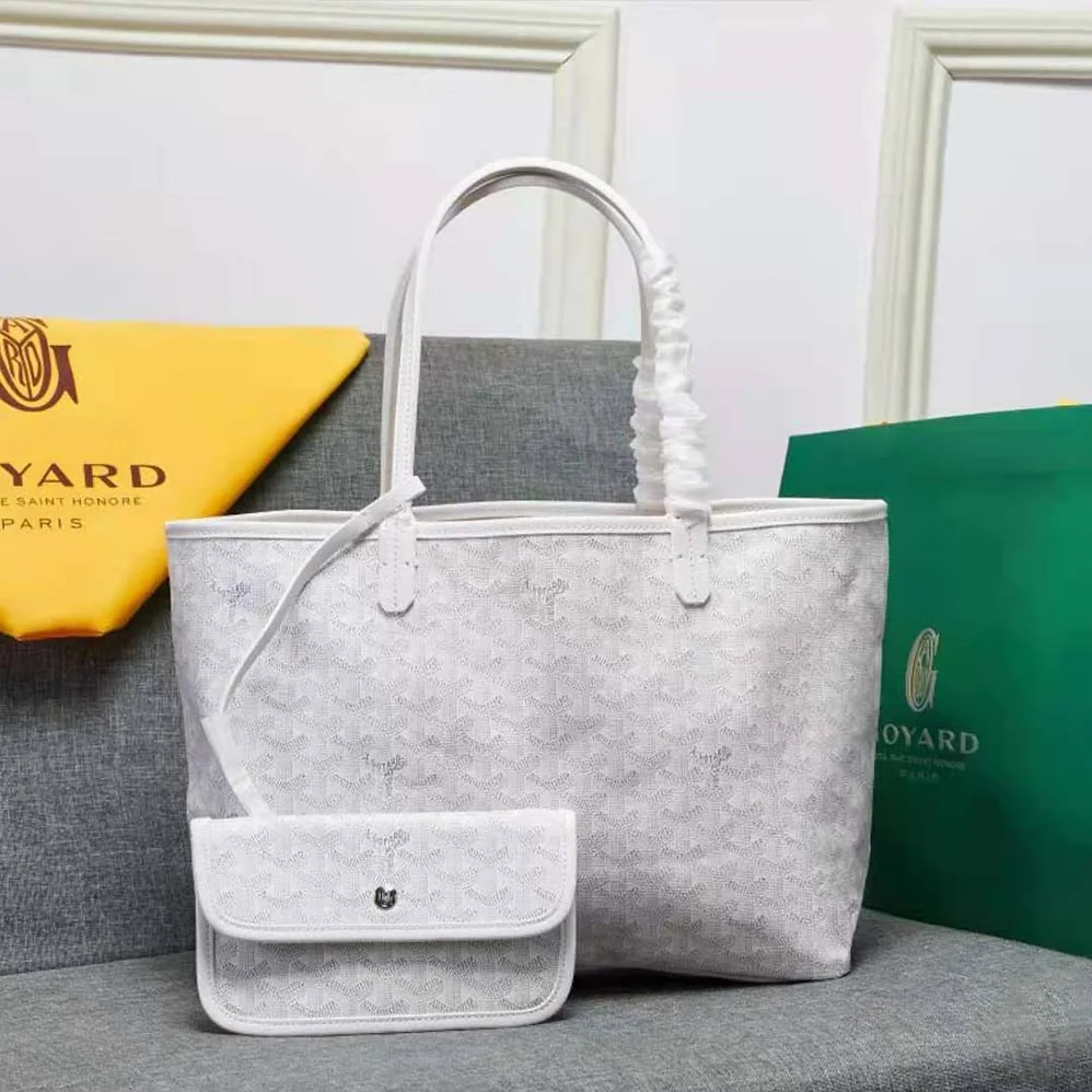 Goyard Sac Artois MM in Goyardine Canvas & Chevroches Calfskin for Women in White Goyard Sac Artois MM in Goyardine Canvas & Chevroches Calfskin for Women in White