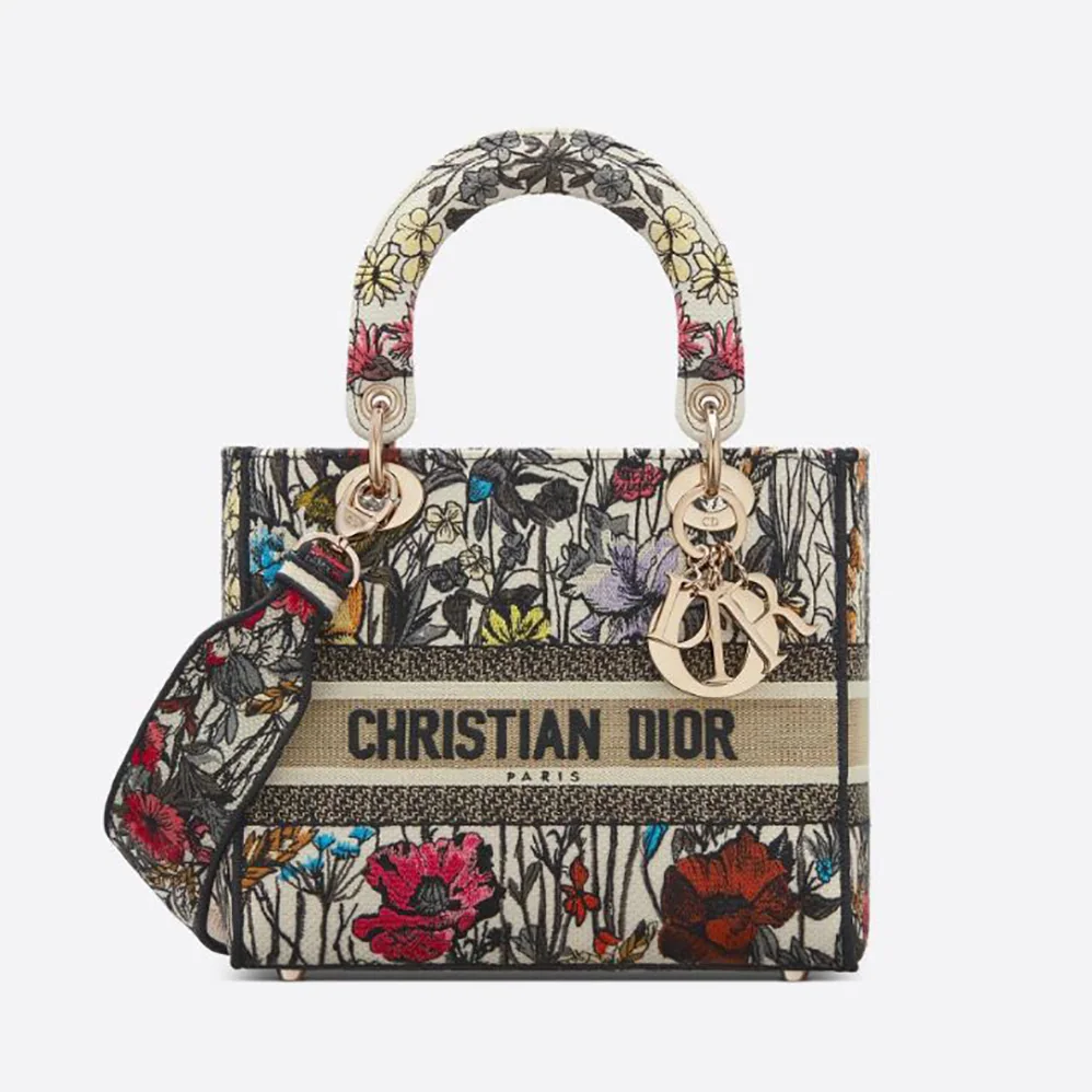 Dior Medium Lady D-lite Bag Multicolor Mille Fleurs Embroidery for Women Dior Medium Lady D-lite Bag Multicolor Mille Fleurs Embroidery for Women