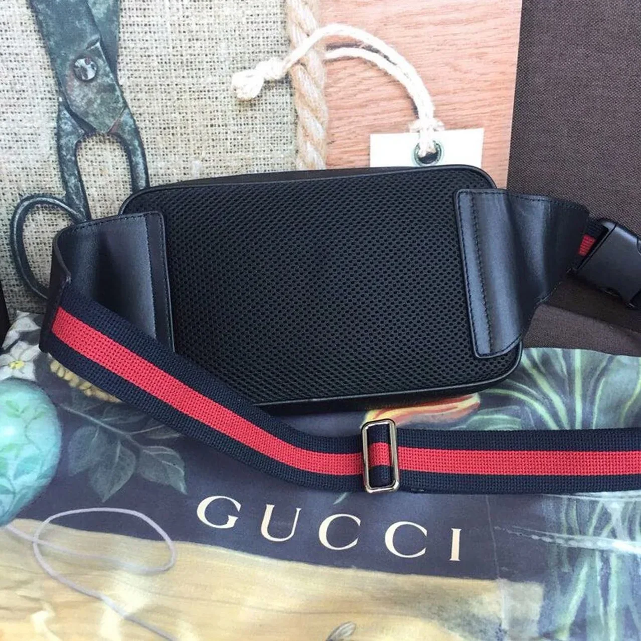 Gucci GG Black Belt Bag Black/Grey Soft GG Supreme Crafted / Gucci GG Black Belt Bag Black/Grey Soft GG Supreme Crafted /