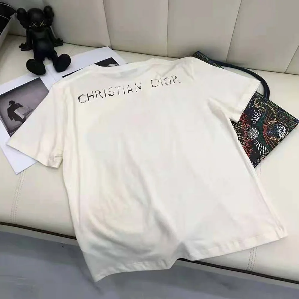 Dior Love Moves T-shirt Ecru Cotton Jersey and Linen for Women Dior Love Moves T-shirt Ecru Cotton Jersey and Linen for Women