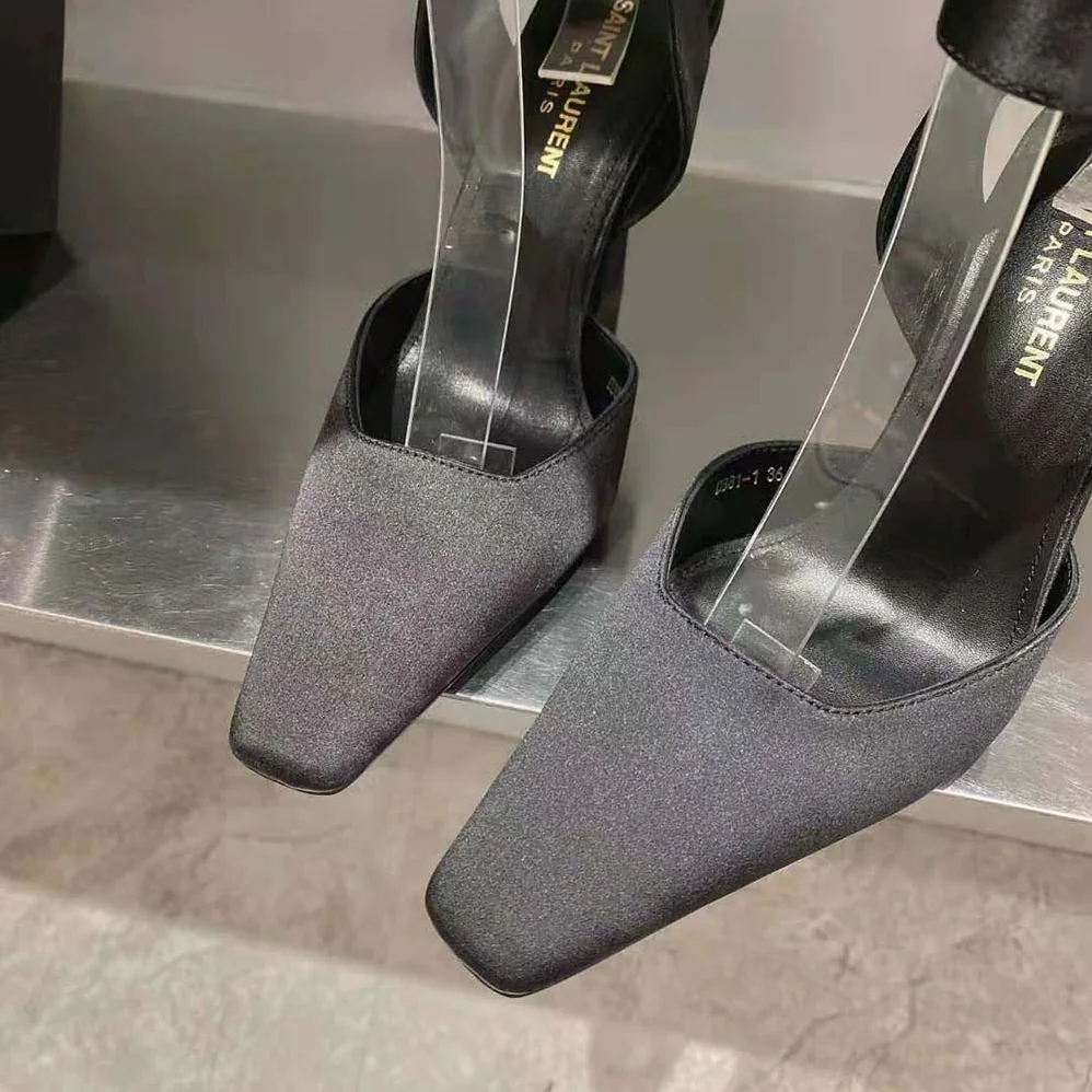 Saint Laurent YSL Fanny Slingback Pumps in Crepe Satin for Women Saint Laurent YSL Fanny Slingback Pumps in Crepe Satin for Women