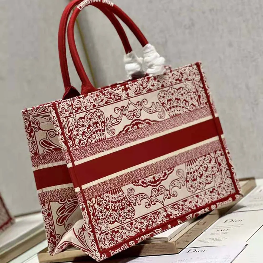 Dior Medium Dior Book Tote White and Red Dior Bandana Embroidery for Women Dior Medium Dior Book Tote White and Red Dior Bandana Embroidery for Women