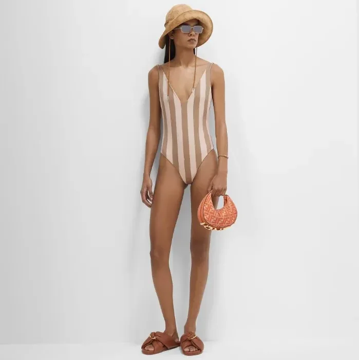 Fendi V Neckline Reversible Swimsuit Pink/Brown FXBA39AT8GF1SW0 Fendi V Neckline Reversible Swimsuit Pink/Brown FXBA39AT8GF1SW0