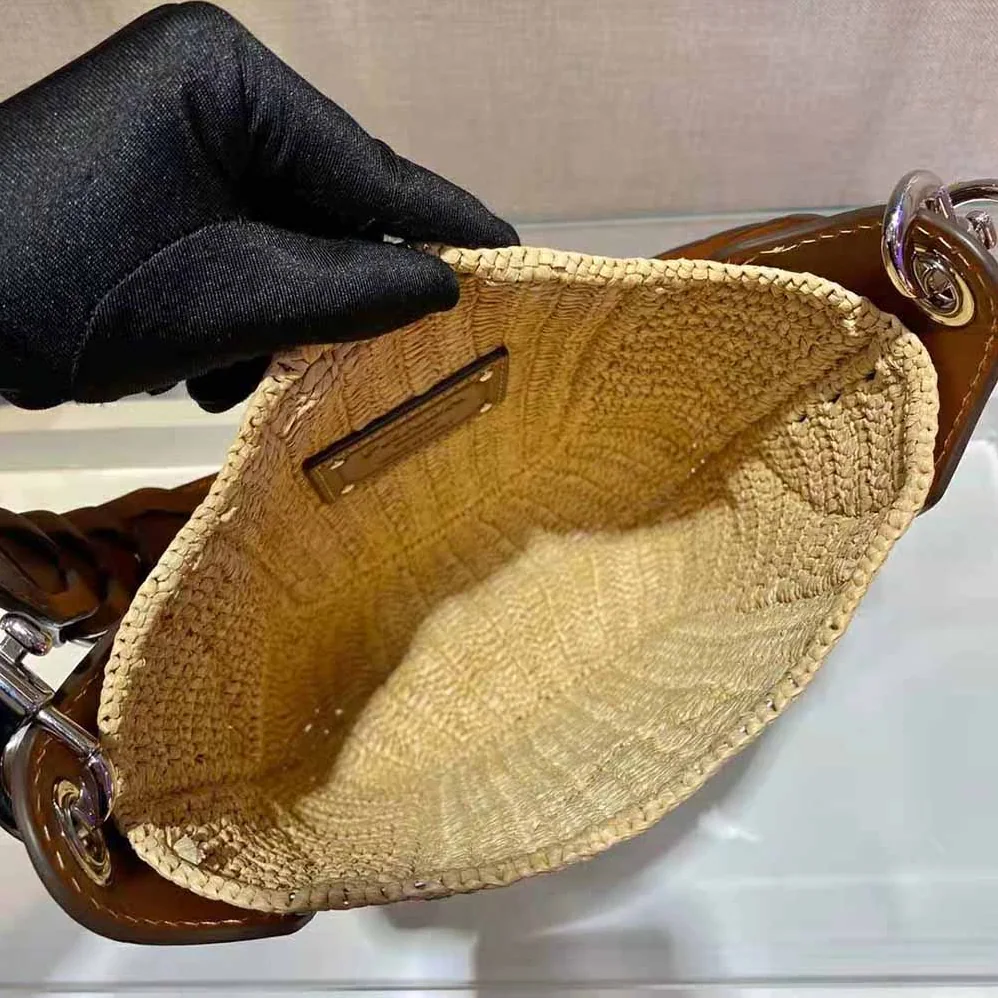 Prada Raffia and Leather Bag for Women Prada Raffia and Leather Bag for Women