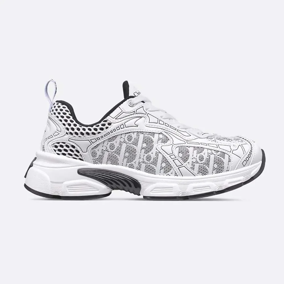 Dior Vibe Sneaker White Mesh Printed with Dior Oblique Motif for Women