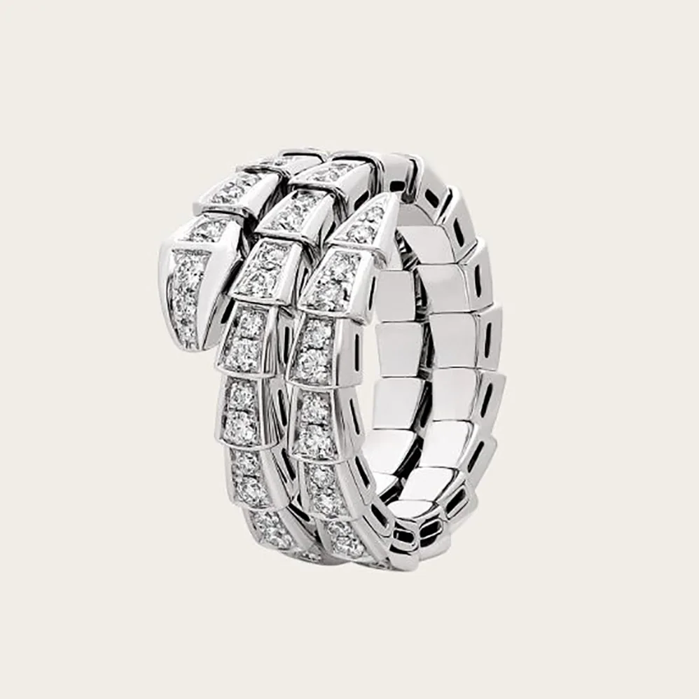 Bvlgari Serpenti Viper Two-coil 18 KT White Gold Ring for Women