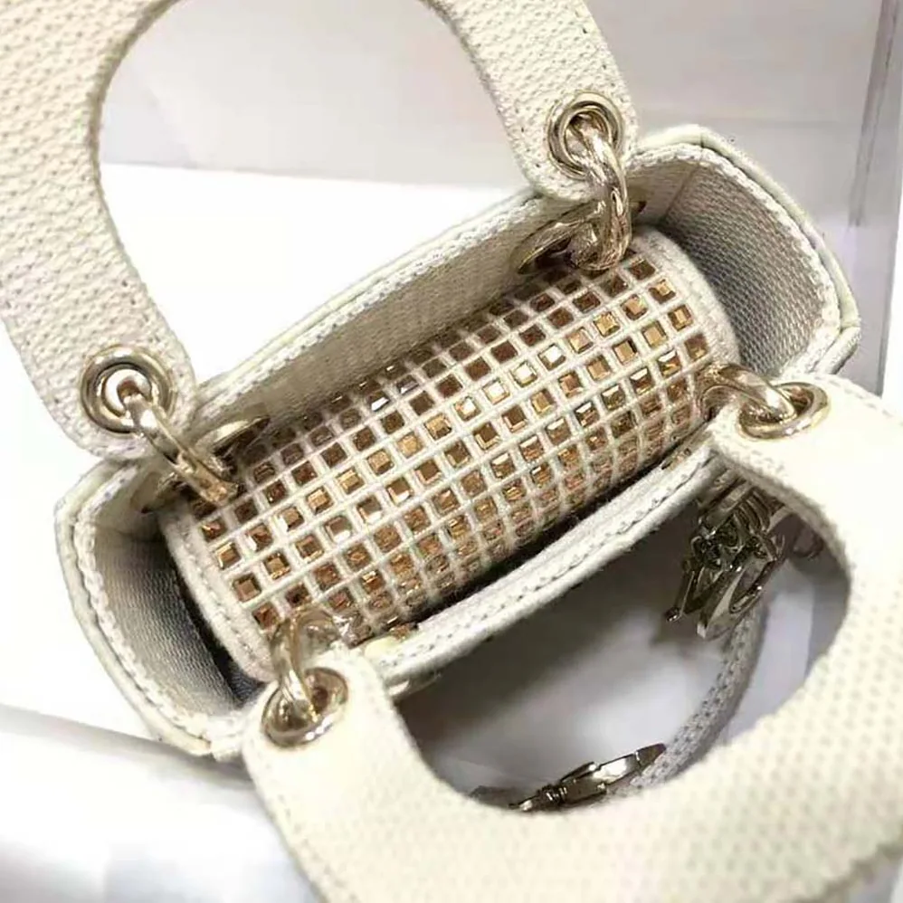 Dior Mini Lady Dior Bag Square Embroidery Set with White Multicolor Strass for Women Dior Mini Lady Dior Bag Square Embroidery Set with White Multicolor Strass for Women