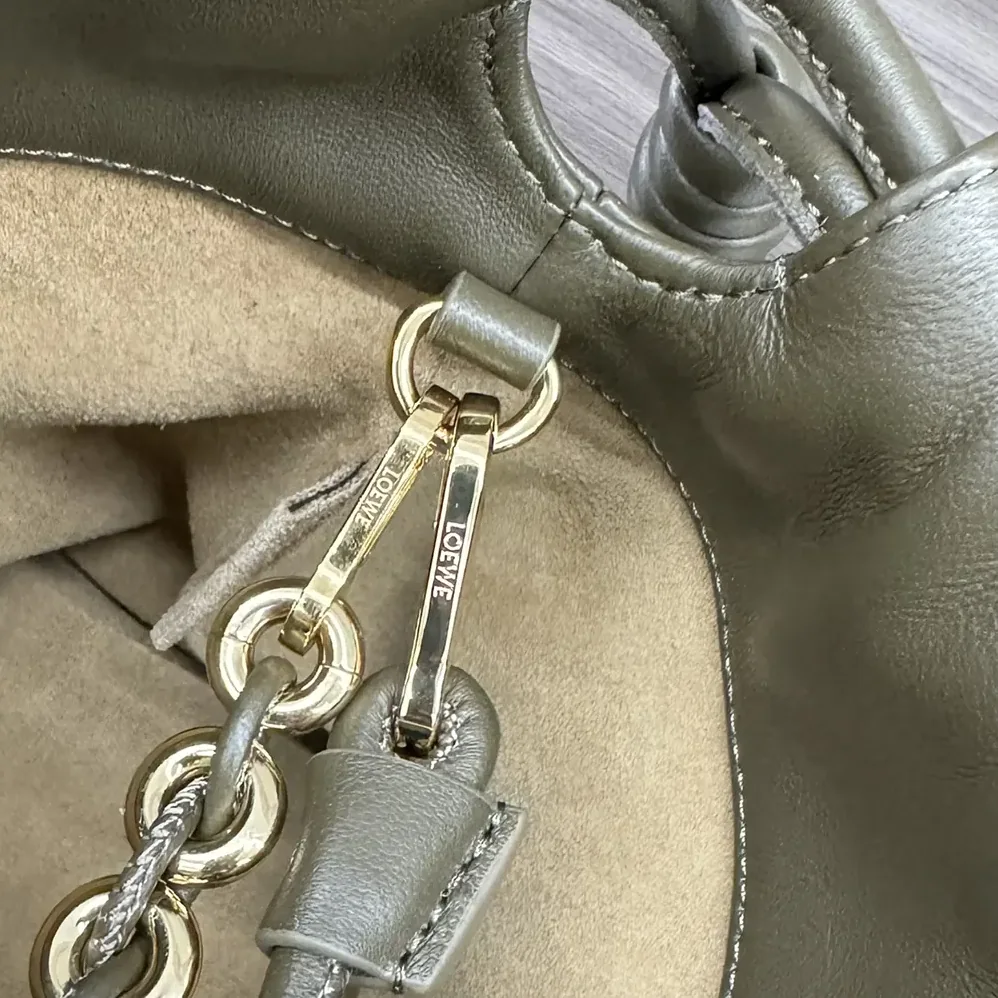 Loewe Medium Flamenco Purse in Mellow Nappa Lambskin for Unisex in Dark Khaki Green