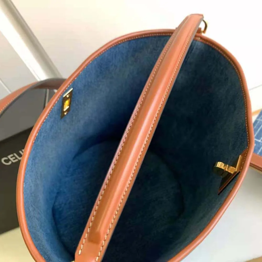 Celine Bucket 16 Bag in Denim with Celine All-Over Print for Women in Navy