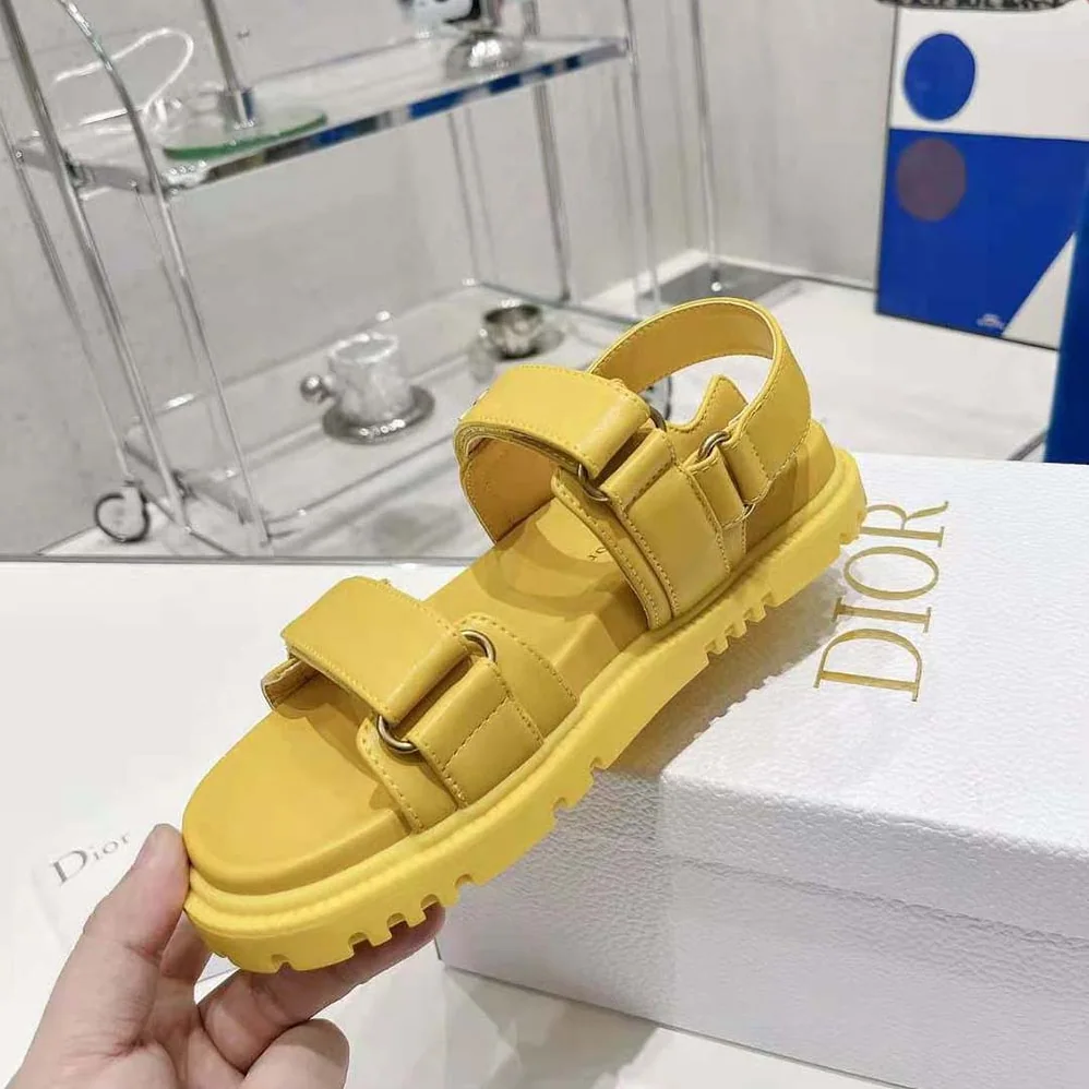 Dior Dioract Sandal Mustard Yellow Lambskin for Women Dior Dioract Sandal Mustard Yellow Lambskin for Women