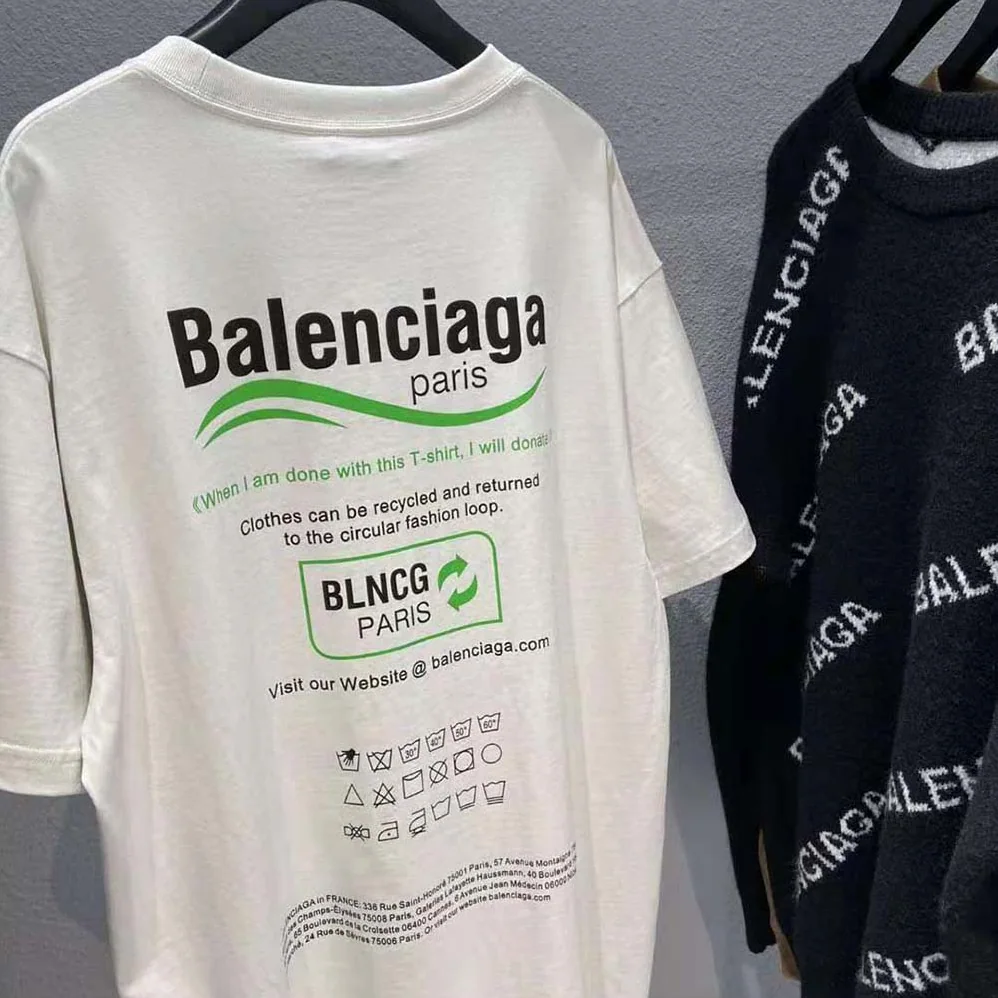 Balenciaga Dry Cleaning Boxy T-Shirt in White and Green Vintage Jersey for Women