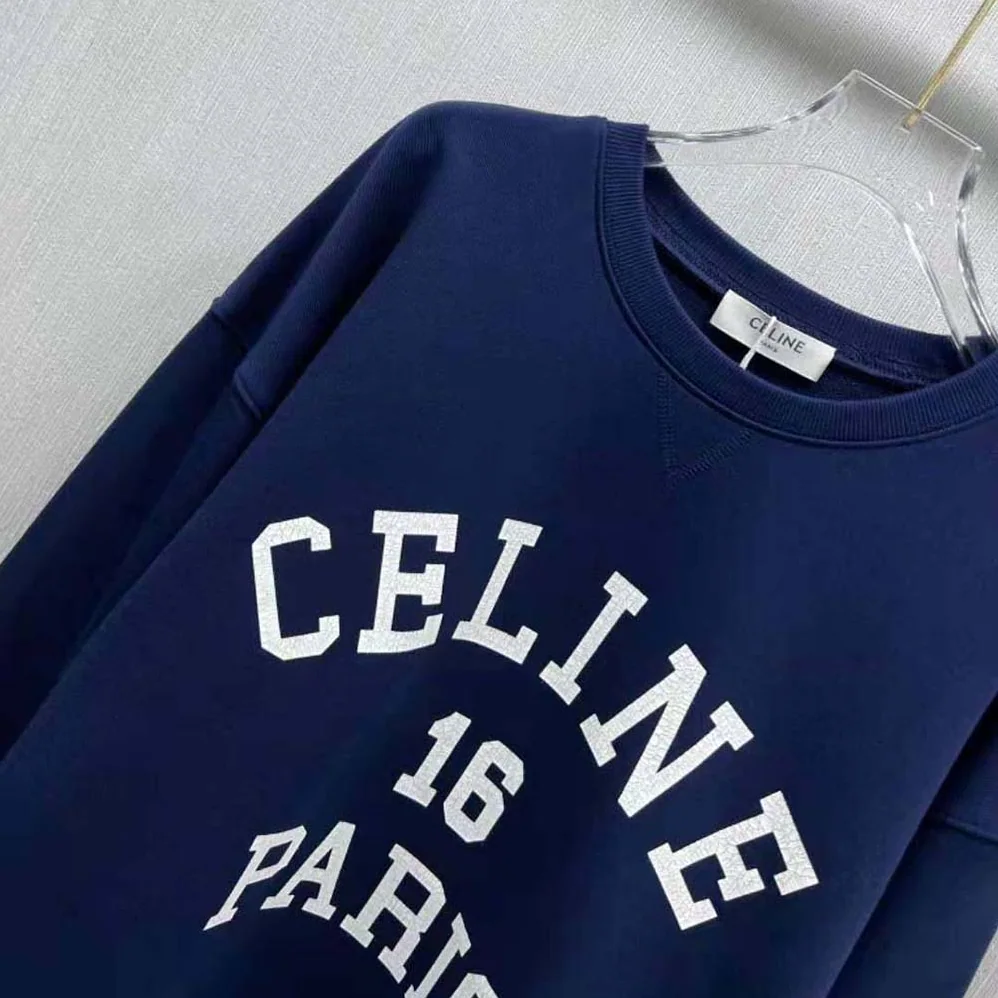Celine Celine Paris 16 Sweatshirt in Cotton Fleece for Men in Navy