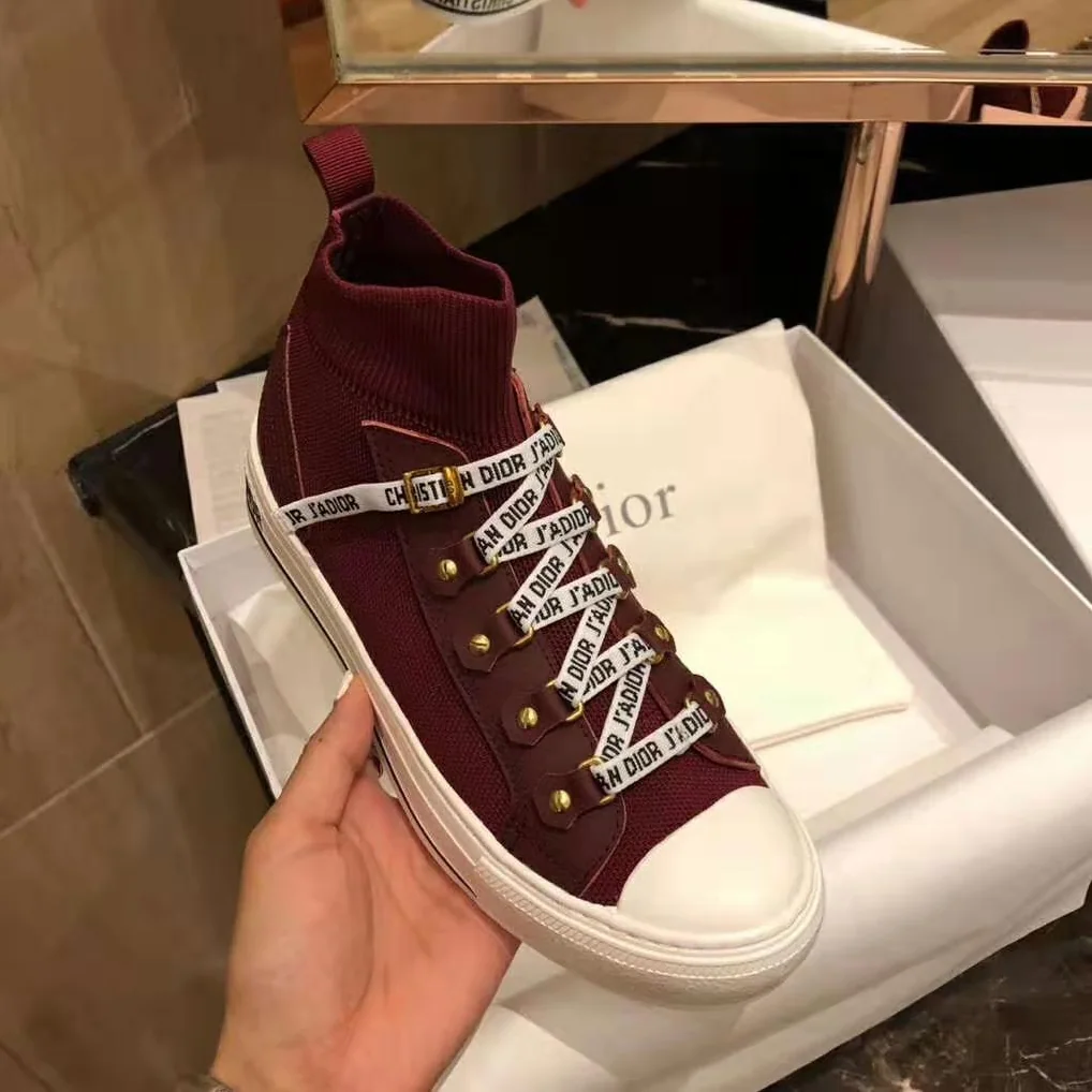 Dior Walk'N'Dior Techincal Knit Mid-Top Sneaker for Women in Red Dior Walk'N'Dior Techincal Knit Mid-Top Sneaker for Women in Red