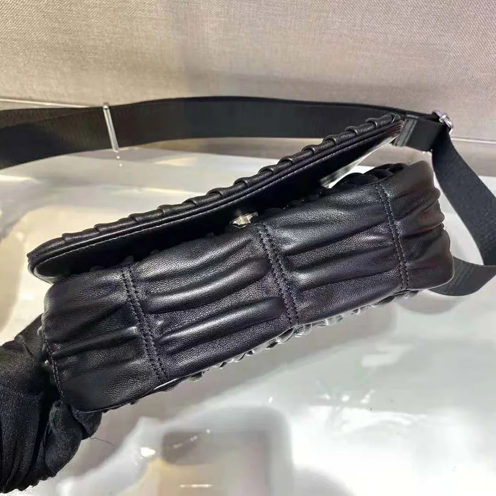 Prada Gaufre Nappa Leather Shoulder Bag for Women in Black