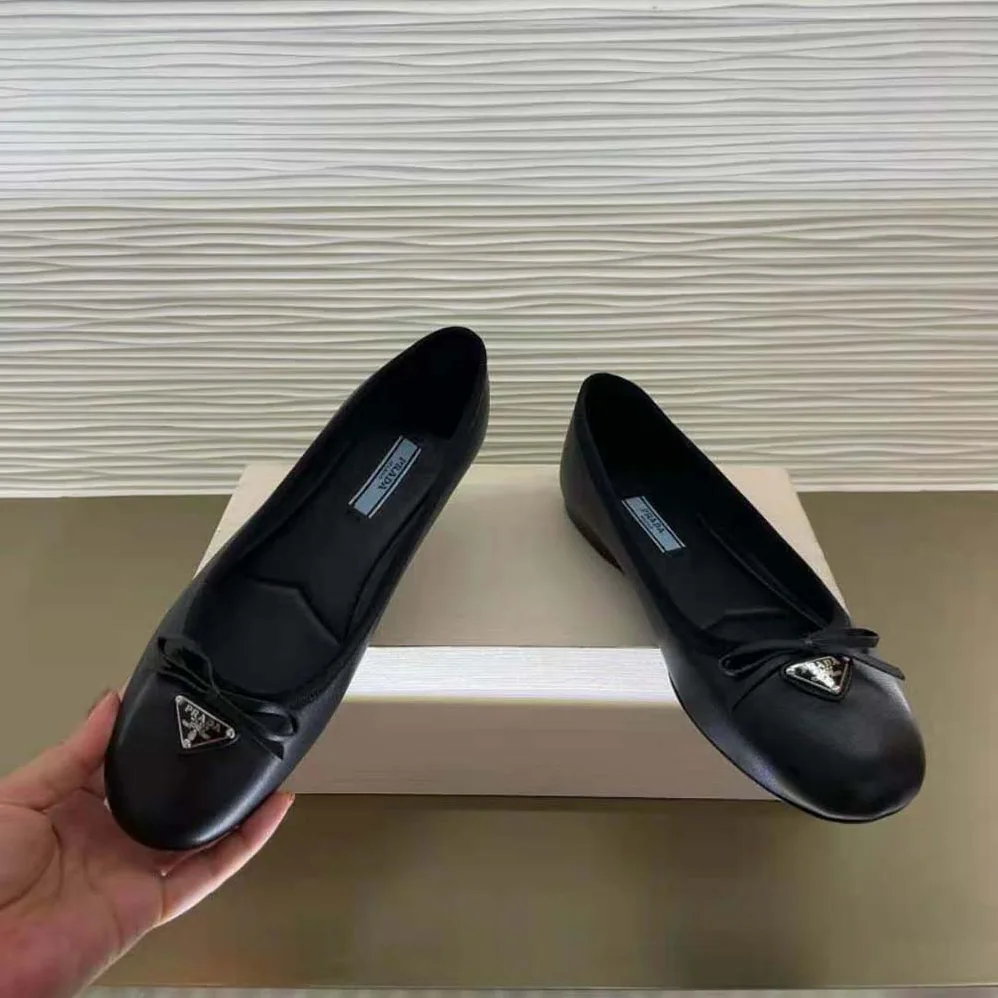 Prada Nappa Leather Ballerinas for Women in Black