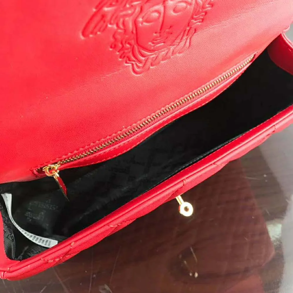 Versace Small Quilted Icon Shoulder Bag Nappa Leather for Women in Red Versace Small Quilted Icon Shoulder Bag Nappa Leather for Women in Red