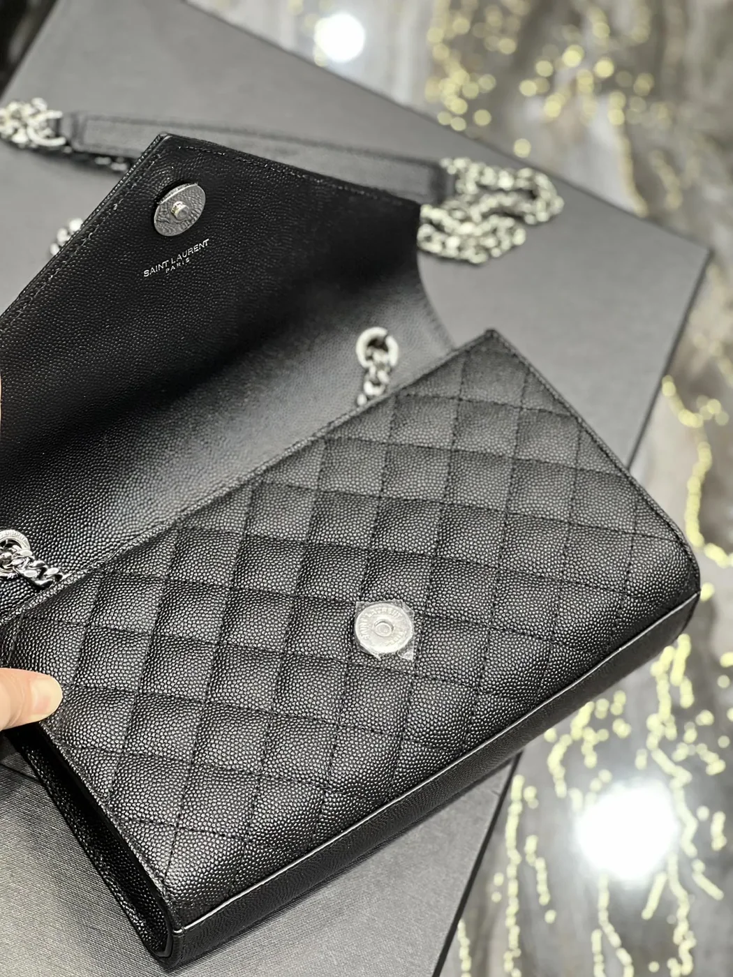 Saint Laurent Small Bag Black In Mix Matelasse in YSL