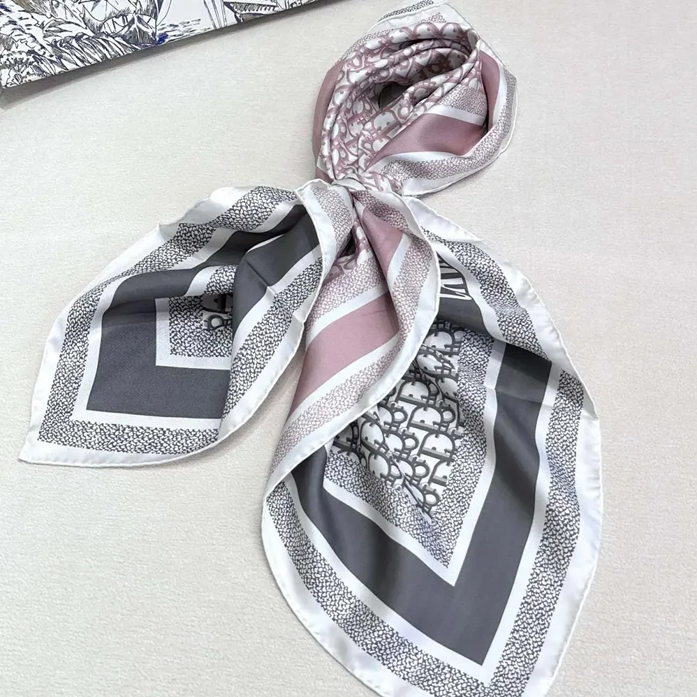 Dior Oblique Diortwin 90 Square Scarf Rose Des Vents and Gray Silk Twill for Unisex Dior Oblique Diortwin 90 Square Scarf Rose Des Vents and Gray Silk Twill for Unisex