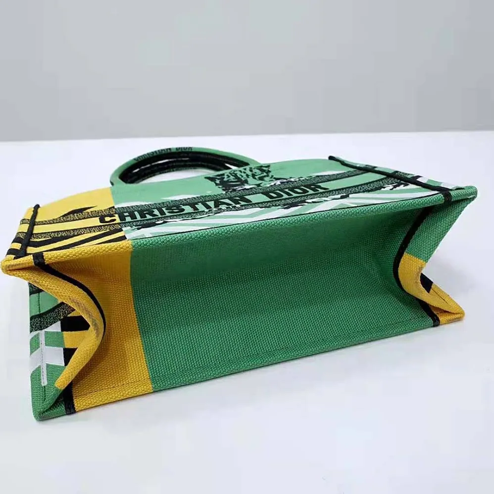 Dior Medium Dior Book Tote Bright Green and Orange D for Women in Jungle Pop Embroidery Dior Medium Dior Book Tote Bright Green and Orange D for Women in Jungle Pop Embroidery