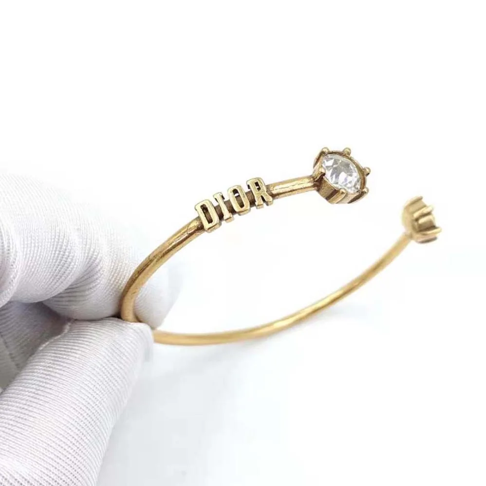 Dior Dio(r)evolution Bracelet Set Antique Gold-Finish Metal and White Crystals for Women