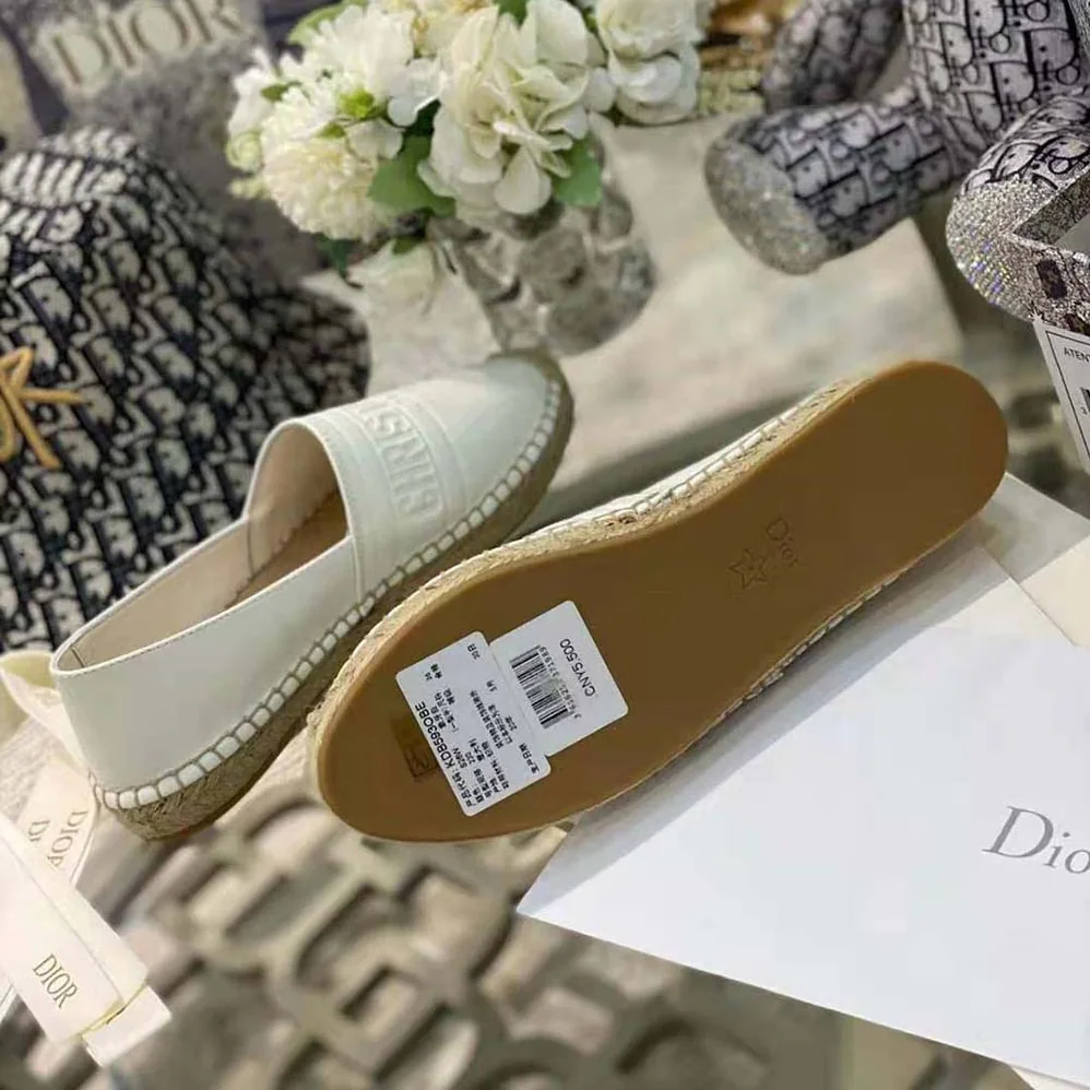 Dior Dior Granville Espadrille White Embossed Lambskin for Women Dior Dior Granville Espadrille White Embossed Lambskin for Women