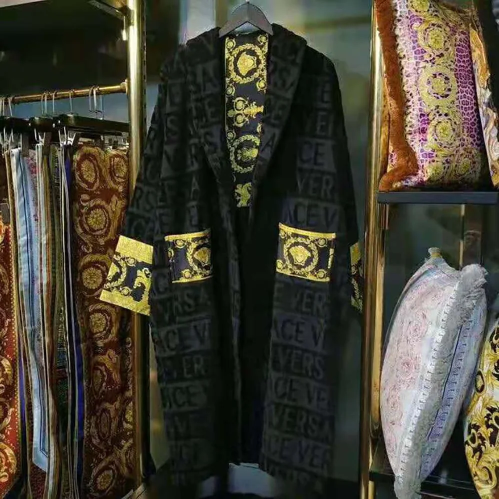 Versace I Baroque Bathrobe for Women in Black