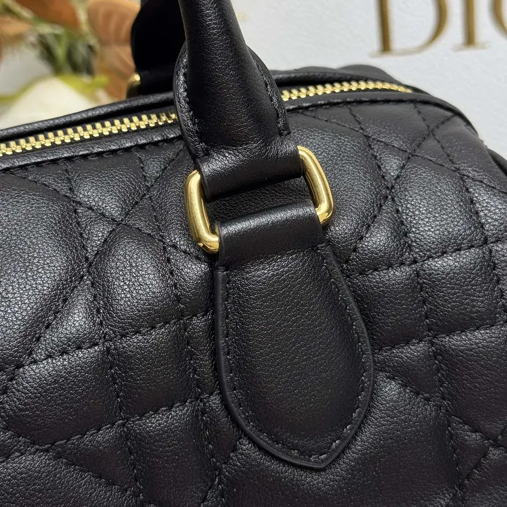 Dior Dior Groove 25 Bag Black Macrocannage Calfskin for Women